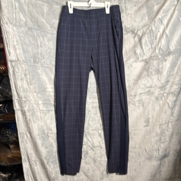 Athleta Brooklyn textured ankle pant women’s size 6 tall Blue Checkered Pants - Picture 1 of 12